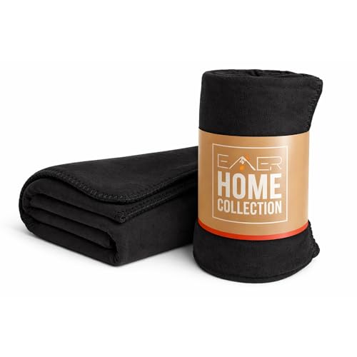 Polar Fleecedecke schwarz 130 x 160 cm – kuschelig warm, hautfreundlich, schnelltrocknend, pflegeleicht, in 13 Farben, leicht und vielseitig für Sofa, Reisen, Picknick und Outdoor