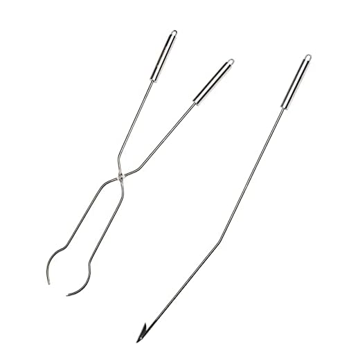 Solo Stove Stainless Steel Fire Pit Tools Tongs for Wood in Fire Pit Includes Set of 36.5 inch Fire Pit Wood Grabber Poker and 32 inch Grabber Great for Outdoor Fire Pits and Fire Pit Accessories