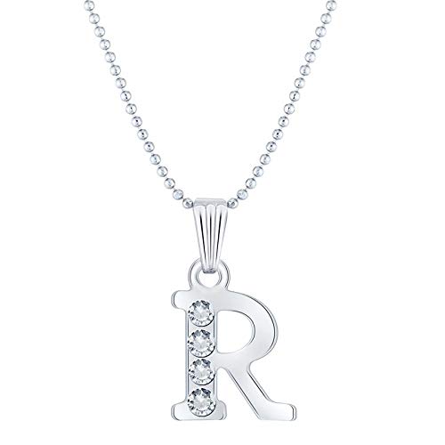 Apara Alphabet R Letter Locket Diamond Pendant Necklace Ball Chain for ...