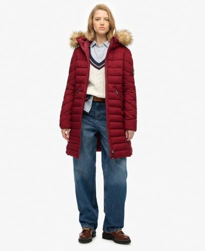 Superdry Para Mujer. W5011999A Abrigo Fuji Faux Fur Rojo (S), Casual, PoliéSter - 3