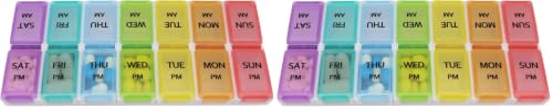Image of 7 Day Weekly Pill AM PM Organizer, ShysTech Large Pill Case Pill Box for Pills /Vitamin /Supplements /Medication (Separable, Small Multi-Color) (Pack of 2)