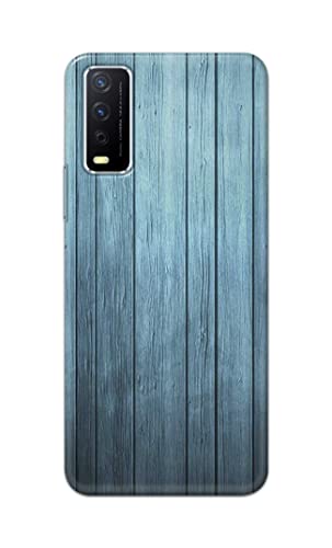 Image of Printed Hard Back Cover Case for Vivo Y12s | Y12s 2021 | Y12G | Y20A | Y20G Back Cover (Wooden Blue) -702