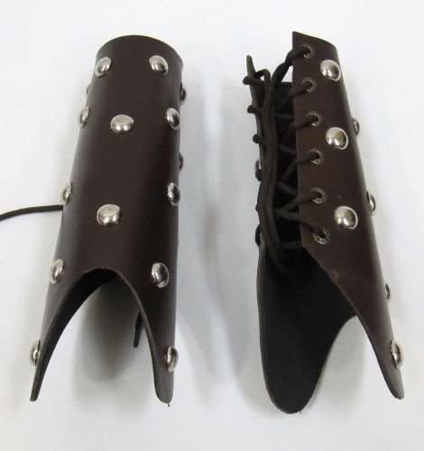 Nauticalmart Leather Arm Guard Set Cosplay Leather Forearm Bracer LARP & Fantasy Halloween Costume