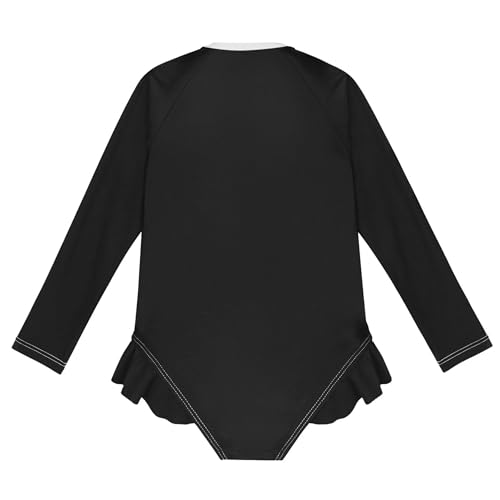 Plain Black Baby Girl Bathing Suit Long Sleeve UPF 50+ One Piece Toddler Swimsuit Size 4t2