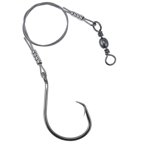 Hameçons circulaires Dr.Fish anti-coupe avec bas de ligne 30,5 cm en acier pour poisson-chat