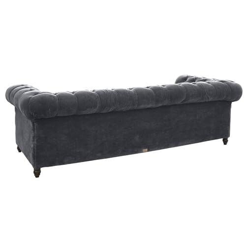 Loberon Sofa Parpeville, Klassisch Eleganter Chesterfield-Stil mit Steppung, Formstabile Polsterung, Hochwertige Verarbeitung, Couch, Sitzmöbel, Samt, Mangoholz, grau – Bild 7