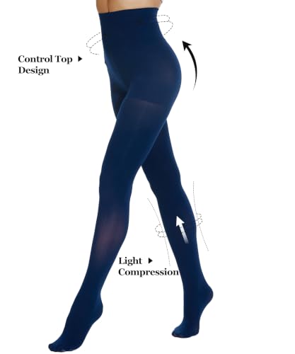 Image of CozyWow 80D Control Top Opaque Tights for Women Matte Pantyhose High Waist
