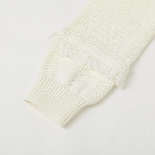 Image of Curipeer Girls Pullover Sweaters, Lace-up Long Sleeve Crewneck | Soft Warm Classic Cable Knit, Winter Fall Spring Daily Wear, Little Kids Tween Girl