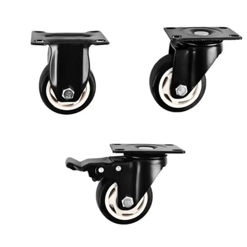Roulette noire 3 pouces en PVC avec frein universel pour chariot industriel et machine