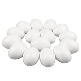 15 Pièces Œufs de Poule Faux Oeufs en Bois pour Artisanat Oeufs de Pâques en Bois pour Peinture à la Main Artisanat Aider à pondre des Poules Cuisine Jeu Nourriture Poules Cadeaux de Pâques (Blanc)