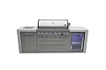 Mont Alpi MAi805-DFC-NG 6-Burner 115000 BTU Deluxe Stainless Steel Modular Outdoor Kitchen Island Grill with MANGK Natural Gas Conversion Kit + Fridge Cabinet, Granite Countertops & 2 Infrared Burners