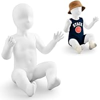 Threehoney Baby Manikin Sitting Mannequin Dress Form Matte White Baby Manikin Full Body Sitting Pose Vivid Child Kids Dummy for Store Shop Window Clothing Display