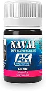 AK-Interactive AK 302, Wash for Grey Decks Naval Ship Weathering Color - 35 ML / 1.18 Fl.Oz Jar - Model Building Paints and Tools # AK-302