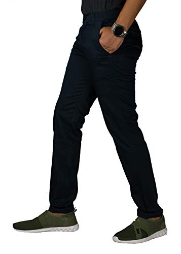 Image of 0-DEGREE Men's Regular Fit Cotton Trouser (0DCotPantRaidParent Beige, Black 32)