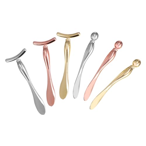 LOLIPPYY 6 Piezas Cuchara Para Crema De Ojos Almohadillas Palos De Masaje Crema Para Los Ojos Equipo Brocha De Maquillaje Masajeador De Rodillos Máscara Cepillos Latigazo Aleación De Zinc