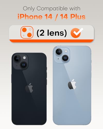 Image of TOCOL Camera Lens Protector for iPhone 14 / iPhone 14 Plus Tempered Glass HD Individual Scratch Resistant Camera Cover Accessories Case Friendly 2 Pack(Black)