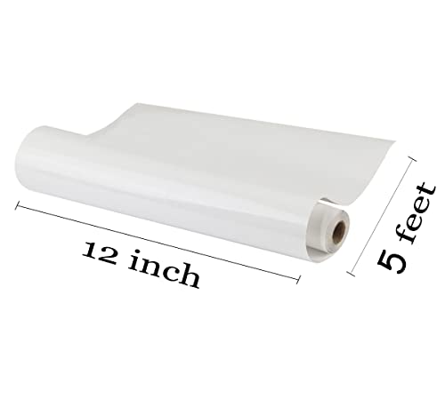 Image of guangyintong Heat Transfer Vinyl White HTV Rolls, 12 inch x 5ft Iron on Vinyl for T Shirts, Glossy Surface HTV Vinyl for All Cutter Machine Easy to Cut & Weed for Heat Vinyl DIY Design