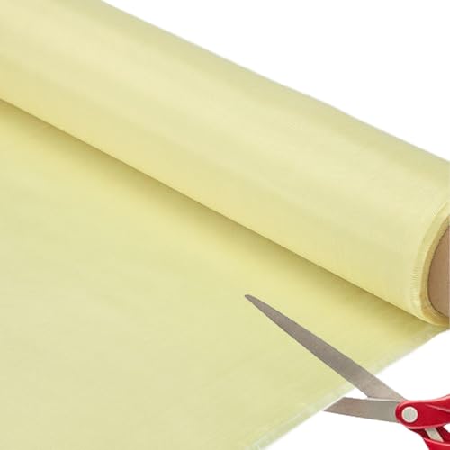 Kevlar Sheet, Kevlar Fabric 1M x 1M, 1500D Aramid Plain Weave Cut-Resistant High-Strength Yellow Cloth for Industrial Use