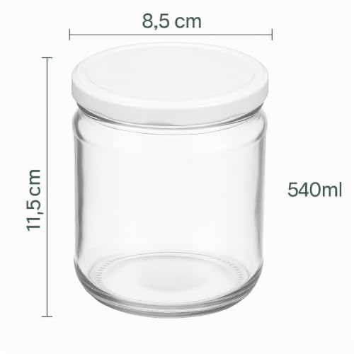 Blumixx Einmachgläser mit Schraubdeckel 24er Pack Einmachglas mit Deckel in Weiß - 540ml Fassungsvermögen - Ideal für Erntezeit… – Ansicht 3