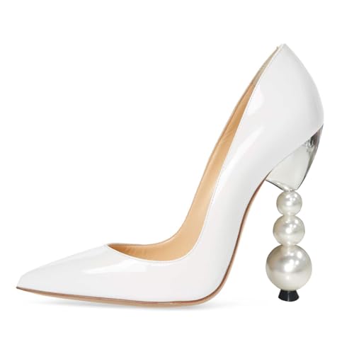 FSJ Women High Heels Pumps Closed Pointed Toe Slip On Pearls Beaded Elegant Ladies Office Party Sexy Dress Shoes Size 4-16 US3