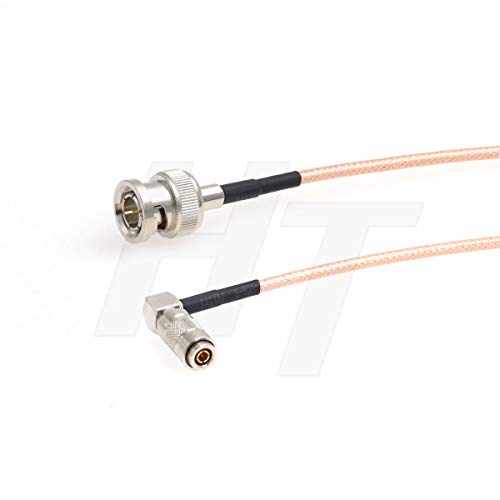 HangTon Mini SDI to SDI Video Signal Coaxial Adapter Cable 75 ohm for Blackmagic Camera Video Assist Monitor (30cm, Right Angle DIN 1.0/2.3 to Male BNC 316D)