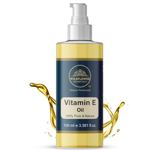 Wildflower Essentials Vitamin E Oil Pure Cold Pressed For Face, Skin, Hair, Body, Pore Tightening 100ml
