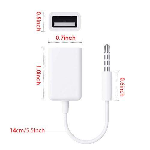 Cable adaptador Jack 3.5mm macho a USB hembra 15 cm miniatura 4