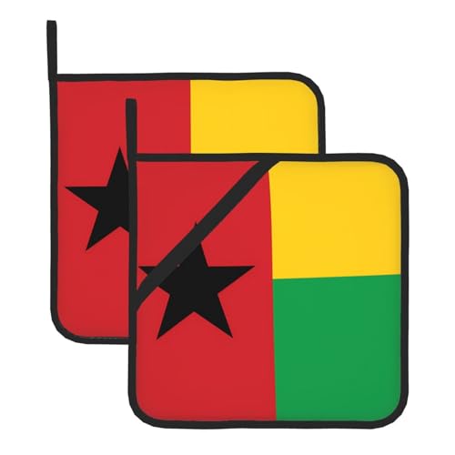 Lot de 2 dessous de plat carrés résistants à la chaleur Motif drapeau de la Guinée-Bissau WHJDPP épais pour comptoir de cuisine lave-vaisselle