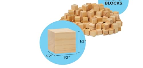 Image of Unfinished 1 /2 inch Wood Block Cubes for Crafts DIY Project Solid Wooden Square Blocks for Art and Craft (250)