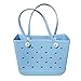 XUEMEIZI Grand Sac Fourre-Tout De Plage, Sac Fourre-Tout Ouvert avec Trous, Sacs De Voyage Lavables pour Femmes (Color : Light Blue, Size : L)