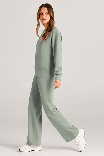 PRETTYGARDEN Womens 2 Piece Outfits 2025 Fall Long Sleeve Sweatshirt Wide Leg Pants Lounge Sets Winter Sweatsuits Tracksuit4