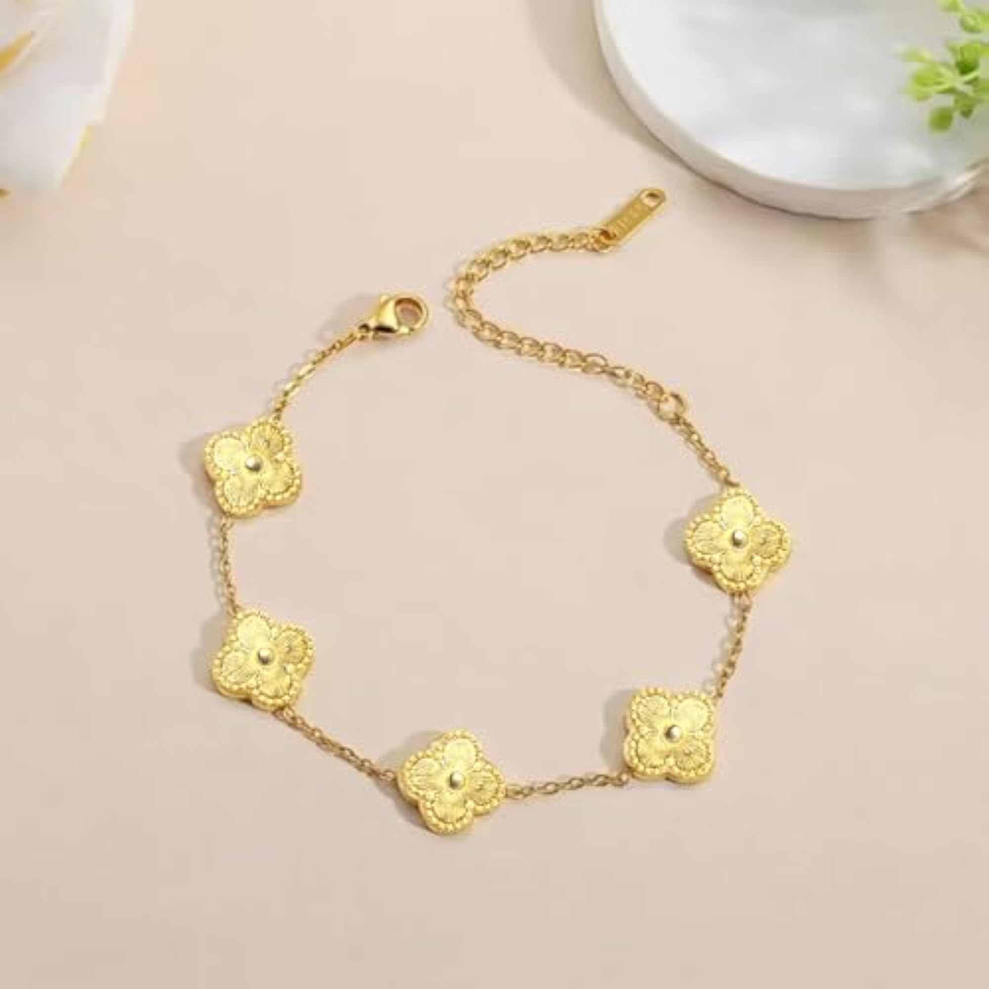 Women's Gold Plated Clover Jewellery Set Combo