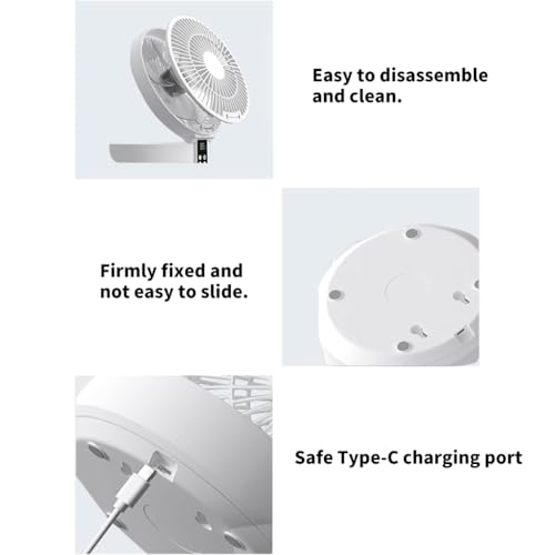 Circulateurs d'air de bureau pliables ventilateur rechargeable 4000 mAh LED - 8