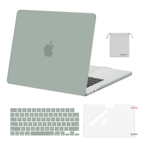 Image of MOSISO Compatible with MacBook Air 15 inch Case M4 M3 M2 2025 2024 2023 Release A3241 A3114 A2941 with Touch ID, Plastic Hard Shell Case&Keyboard Cover&Screen Protector&Storage Bag, Antique Green | A3448 A3241 A3114 A2941, Scratch-Resistant Protective Hard Shell Case&Keyboard Cover&ScreenFilm&Pouch, Antique Green