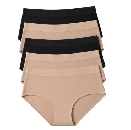 Image of Carole Hochman 5 Pack XL Men's Mid Rise Seamless Briefs Underwear Solid Color Black Sand