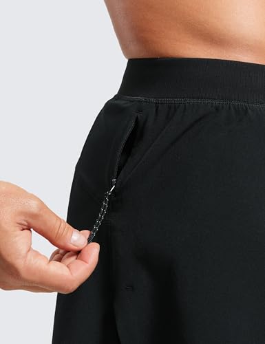 CRZ YOGA Mens Side Split Running Shorts 4'' - Quick Dry for Athletic Gym Workout with Zip Pocket and Brief Liner4