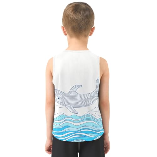 Boys Tank Top Shirts Cartoon Whale Sleeveless T-Shirts Crew Neck for Kids Clothing Children3