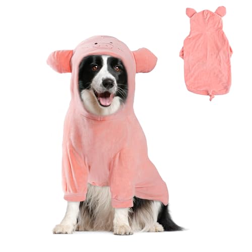 NACOCO Halloween Pig Dog Costume - Pet Christmas New Year Hoodie Warm Party Coat Outfit for Small and Medium Cat Dog Clothes(Pink Pig L)