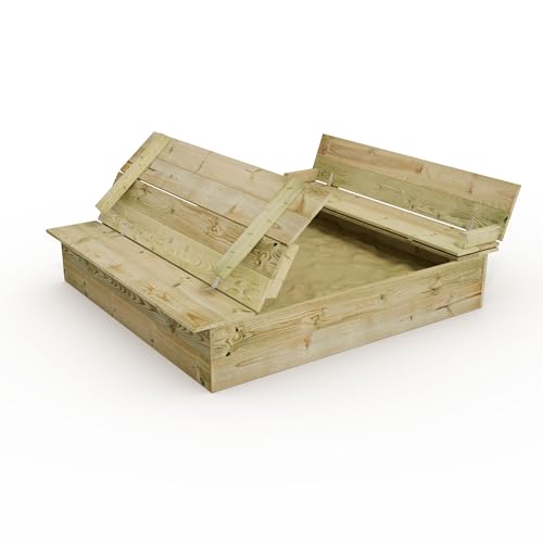 Wickey Sandkasten Holz Flippey 150×165 cm mit Klappdeckel für Kinder