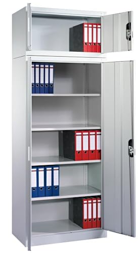 DENIOS C+P Flügeltürenschrank Acurado, als Aufsatz, 930 x 400 x 500 mm, Schwarzgrau