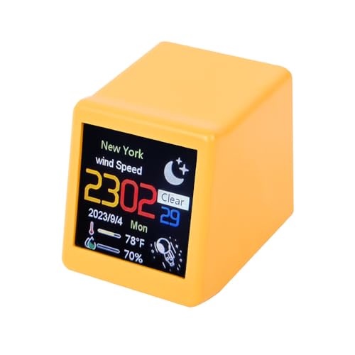 Intelligent weather clock, WIFI small TV modeling clock, creative digital ornaments, Mini clock, can display the date/time/weather,upload customized pictures/GIF pictures, can be used as gifts