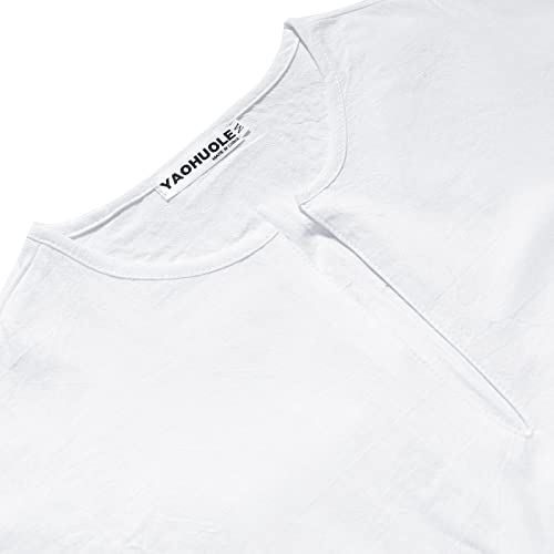 YAOHUOLE Men's Kaftan Thobe Long Sleeve Men Thobe Robe Side Split Men Thobe with Pockets Casual Thobe4