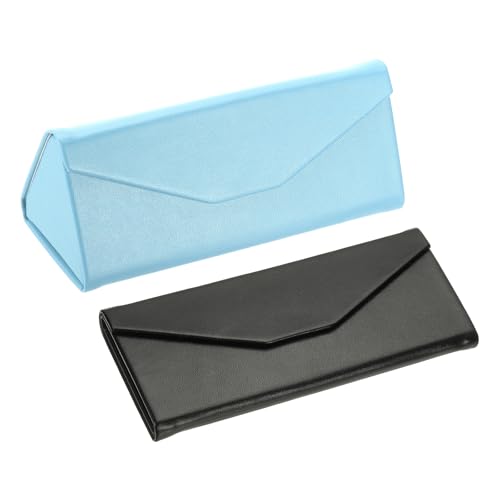 Image of PATIKIL Foldable Glasses Case, Triangle Magnetic Sunglasses Organizer Case PU Leather Hard Eyeglass Case for Women (2 Pcs)