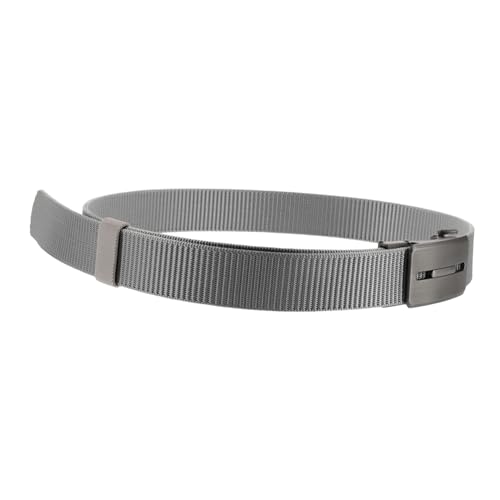 Men's Adjustable Nylon Ratchet Belt Casual Web Belt for Jeans Automatic Buckle Grey