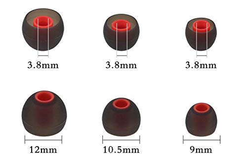 ALXCD Ear Tips for in-Ear Headphone, S/M/L 6 Pair Replacement Earbud Tips, (Black/Red) - Thumbnail 2