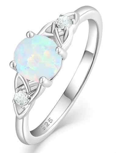 Celtic Knot Rings for Women 925 Sterling Silver Solitaire Ring Wedding Engagement Band Round Birthstone Jewelry Size 5-10