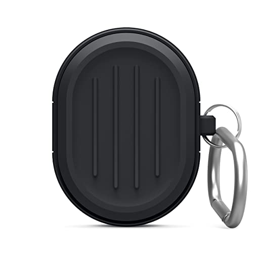 Elago Armor Case Designed for Google Pixel Buds A-Series (2021), Pixel Buds 2 (2020), Protective Silicone Case Cover with Keychain, Supports Wireless Charging [Black]