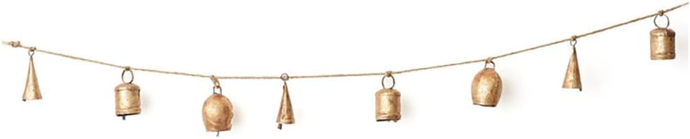 Matr Boomie Handcrafted Rustic Bell Garland – Hand-Tuned Metal Hanging Bells for Home, Patio, Holiday Décor – Boho Accent for Christmas, Outdoor Spaces & Everyday Use