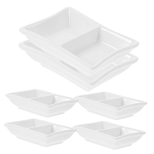BRIGHTFUFU 6pcs Ceramic Dish Dipping Sauce Bowls Sauce Plate Small Bowls Small Sauce Cups Dip Bowls Small Dipping Plate Small Plates Ceramic Small Sauce Bowls Ceramic Bowls White Porcelain