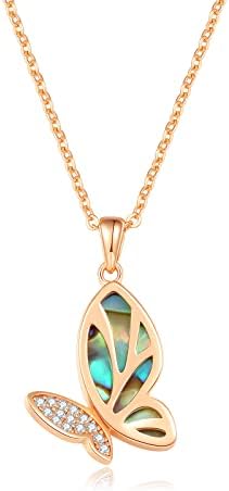 CDE Butterfly Necklaces for Girls Women Rose Gold Pendant Jewelry Gifts for Women Wife Mom Girlfriend Daughter Teenage Girls Birthday Christmas Valentine's Day Anniversary Graduation